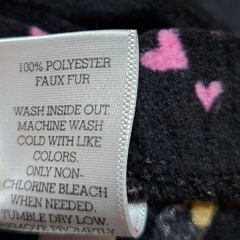 SO Medium Black and Pink Hearts Fleece Pajama Comfy Shorts - Picture 5 of 5